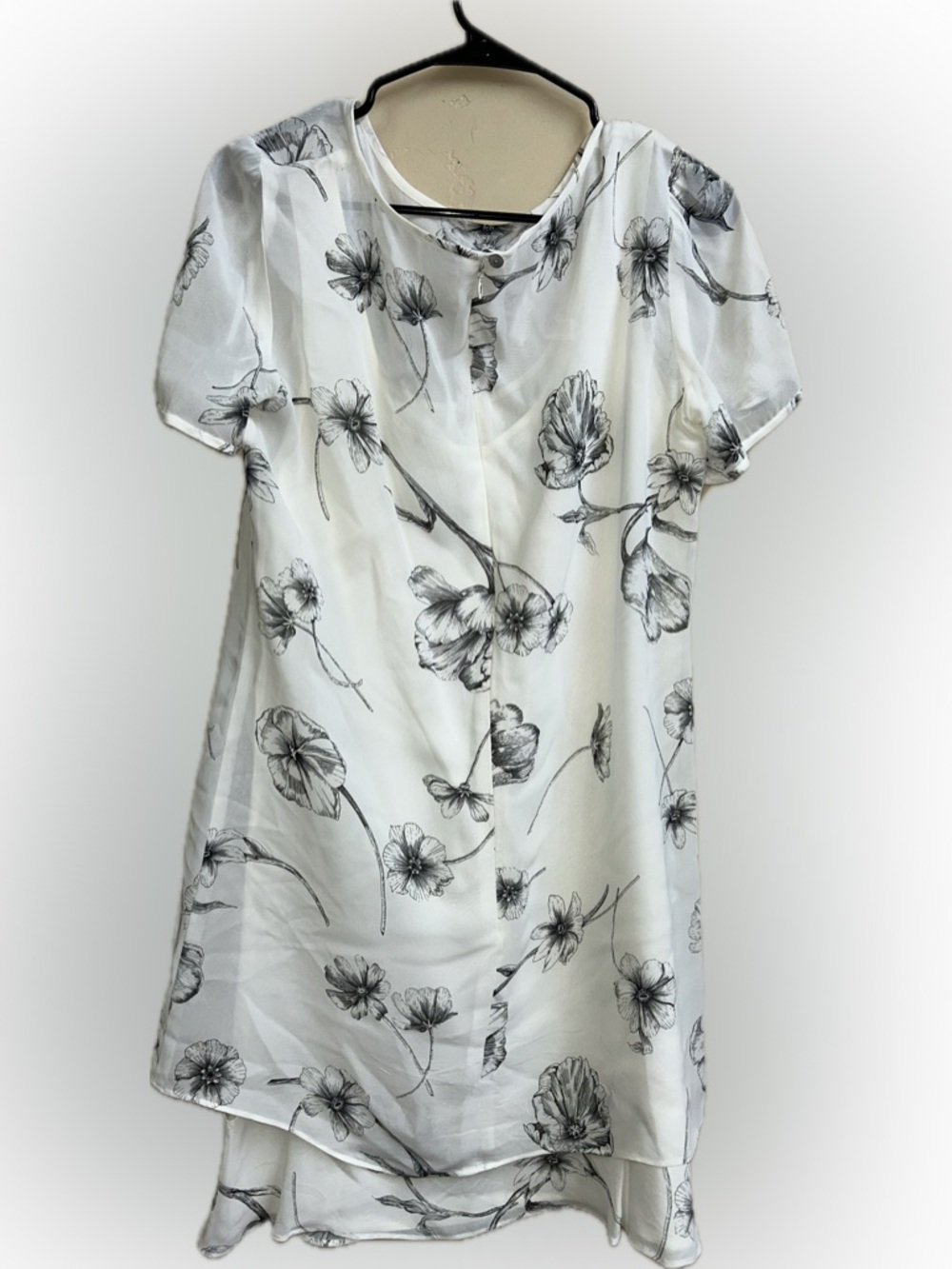 🔥5/$35🔥 White Floral Chiffon Layered Shift Dress | Size M/L - Picture 4 of 8